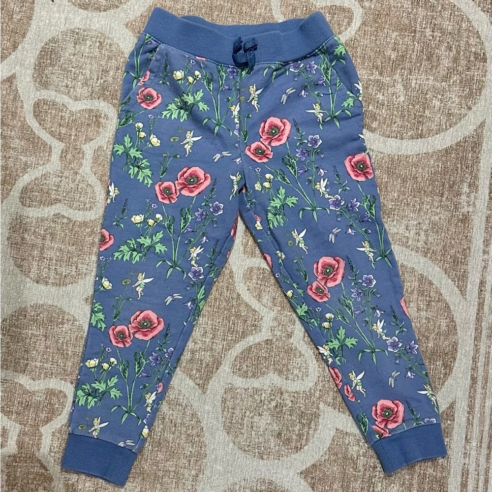 Disney Janie and Jack Tinkerbell Blue Floral Sweatpants